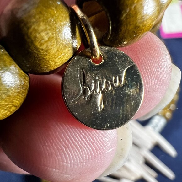 Bijou By Mary Square Wooden Beaded Necklaces With White & Blue Accents - Picture 6 of 6